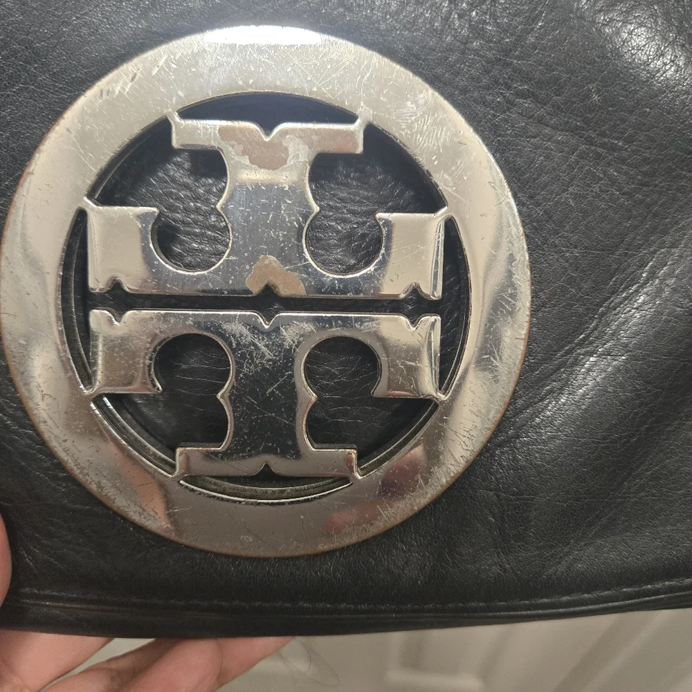 Tory Burch Reva Flap Chain Leather Logo Crossbody Bag